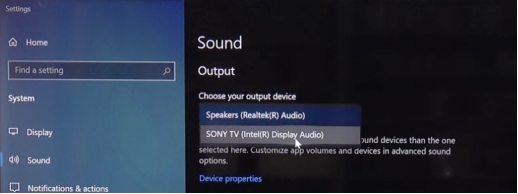definir tv como dispositivo de saída de áudio no pc