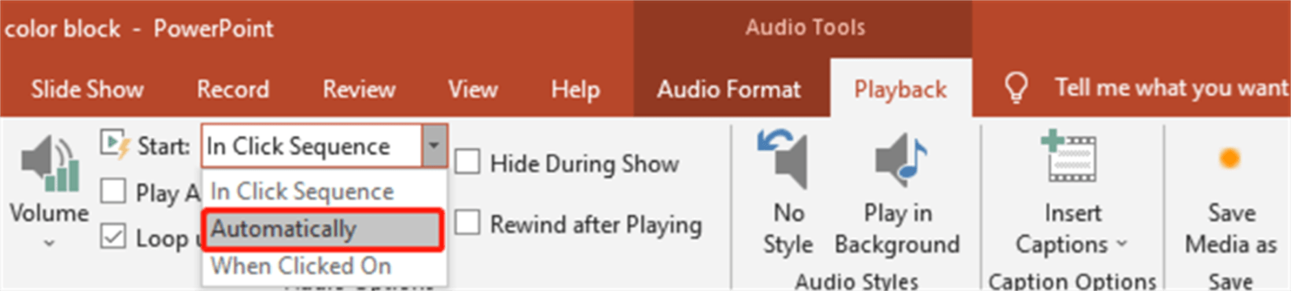 start music when a slide appears