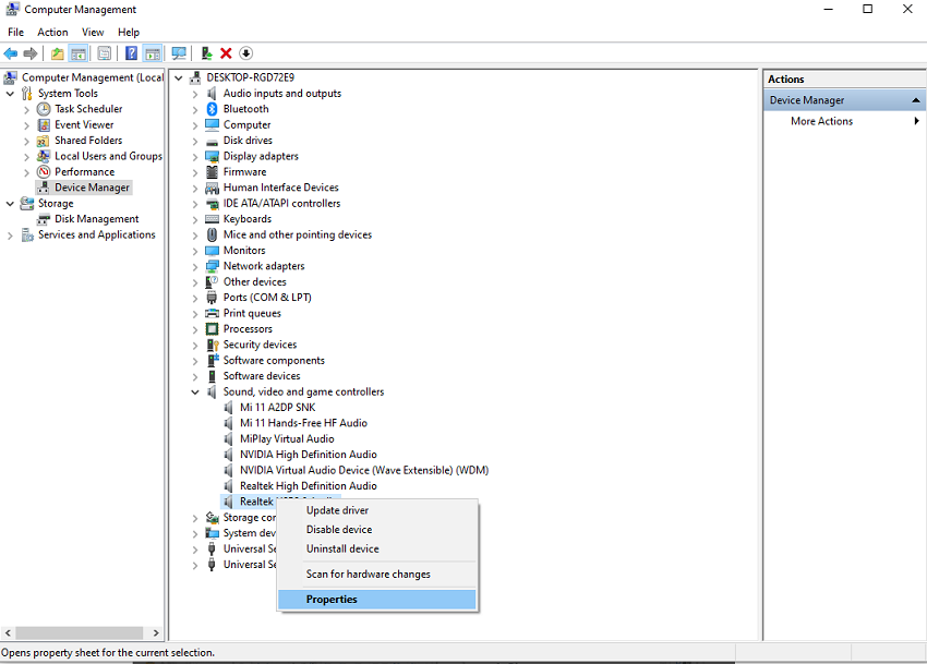 roll back audio driver to fix hdmi audio not working-1