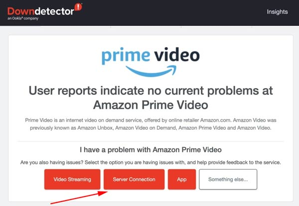 check amazon prime video server connection
