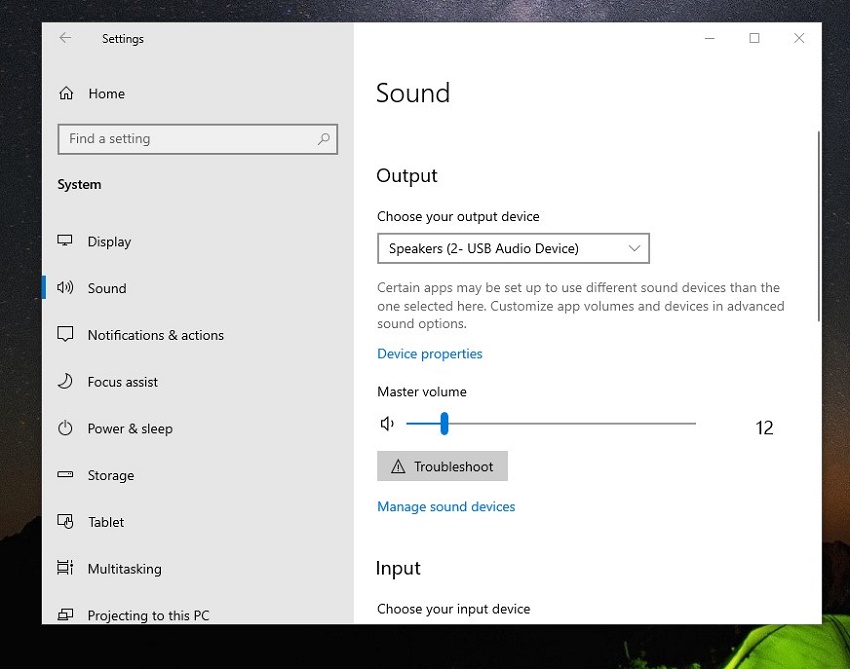 verifique as configurações de saída de áudio no computador