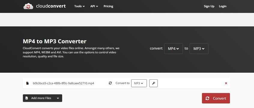 convert mp4 to mp3 via cloudconvert