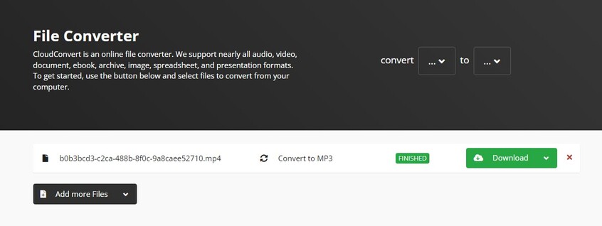 download converted mp3 file