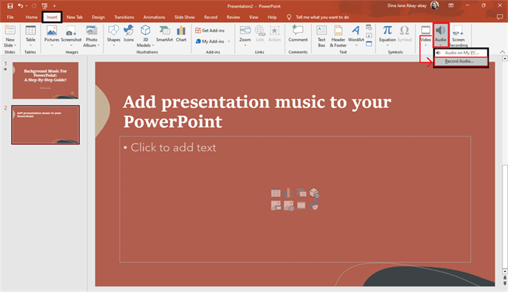  record audio in powerpoint