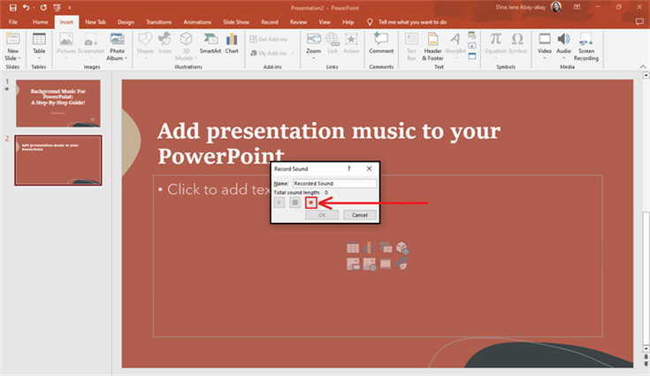 star record audio in powerpoint