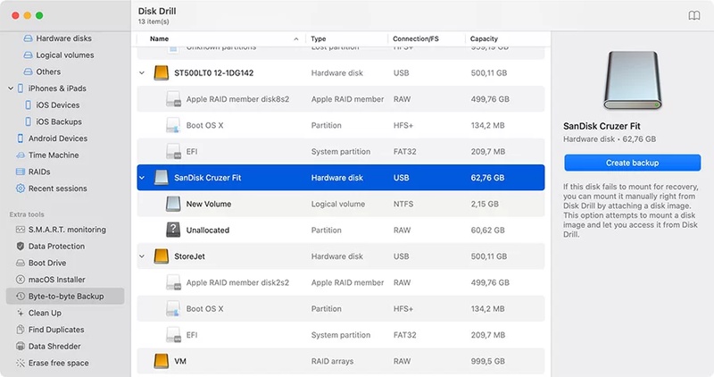 disk drill byte für byte backup