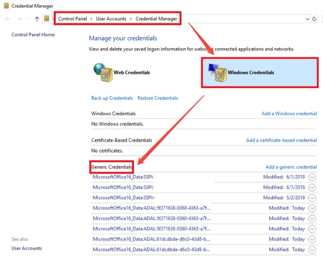 clear cached onedrive credentials