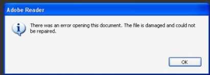 file is damaged and could not be repaired
