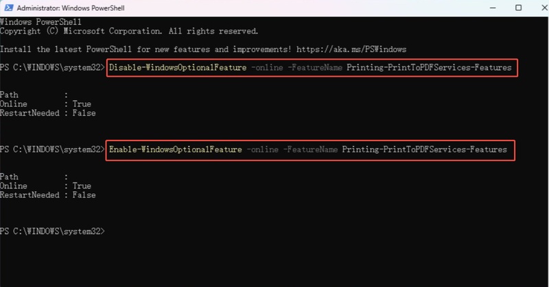 install printer via powershell