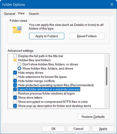 launch folder windows in a separate process