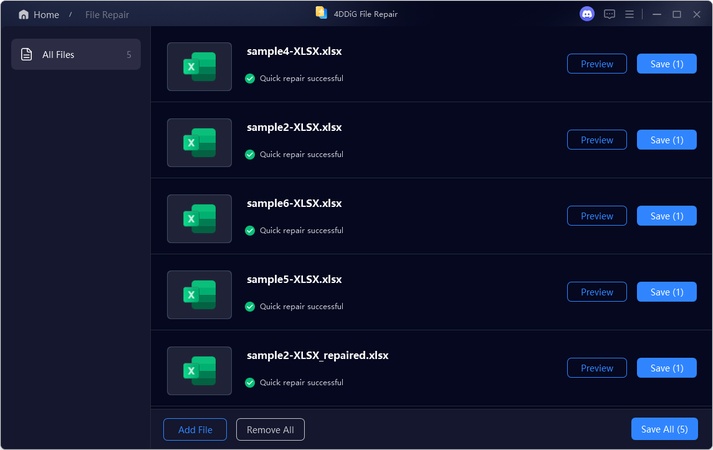 excel file repair complete