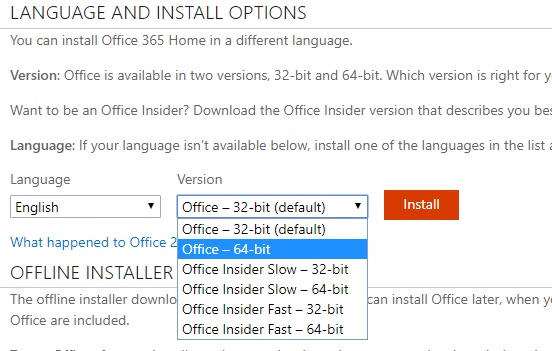 reinstall microsoft office 64bit version