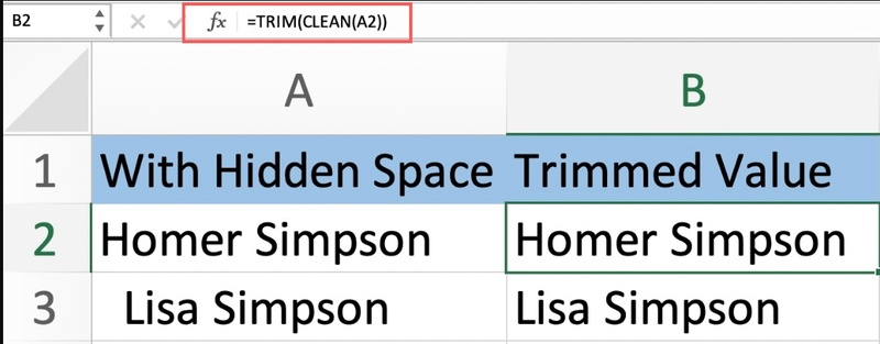 Glätten und säubern versteckte Leerzeichen Excel