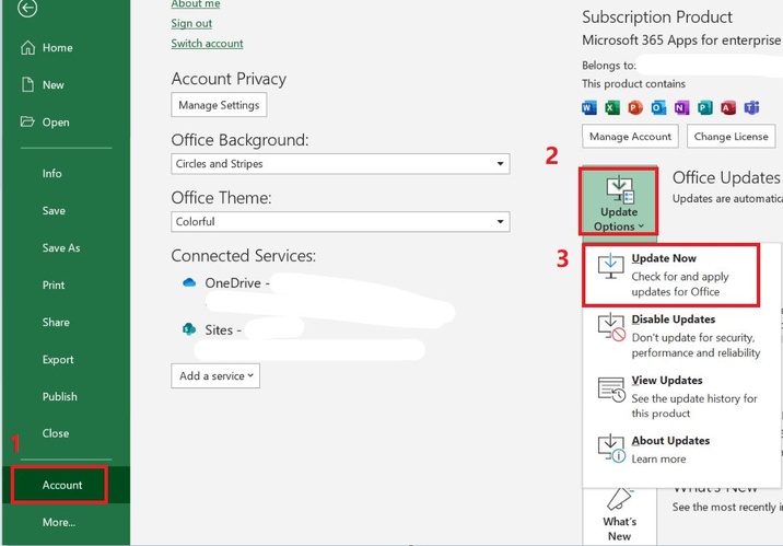 update office to fix excel crashing on mapped drive