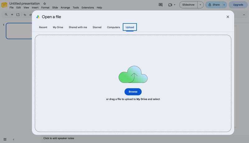 upload powerpoint files with google slides