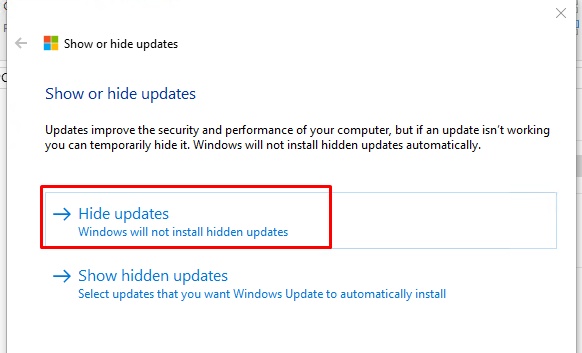 windows microsoft hide updates