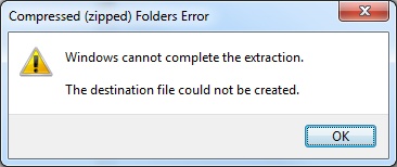zip file not extracting