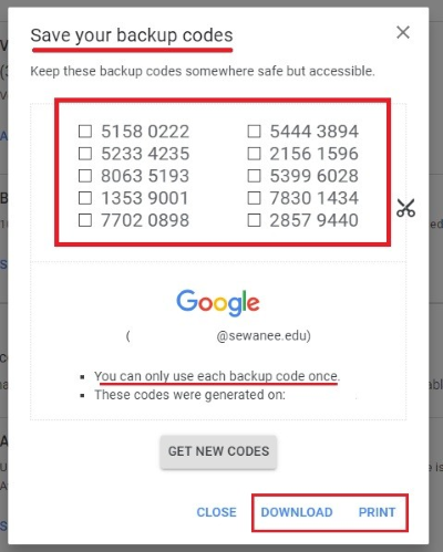 8 digit Google backup code after Gmail account hacked
