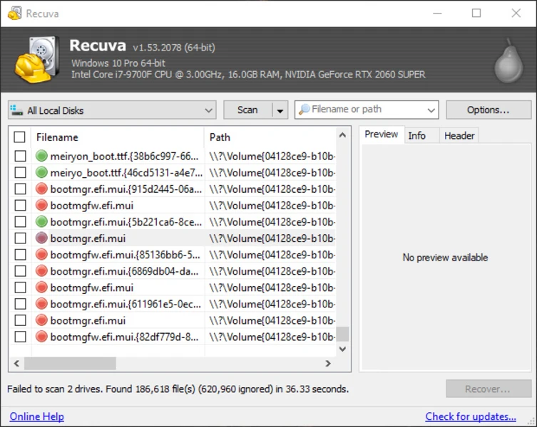 recuva free recovery software