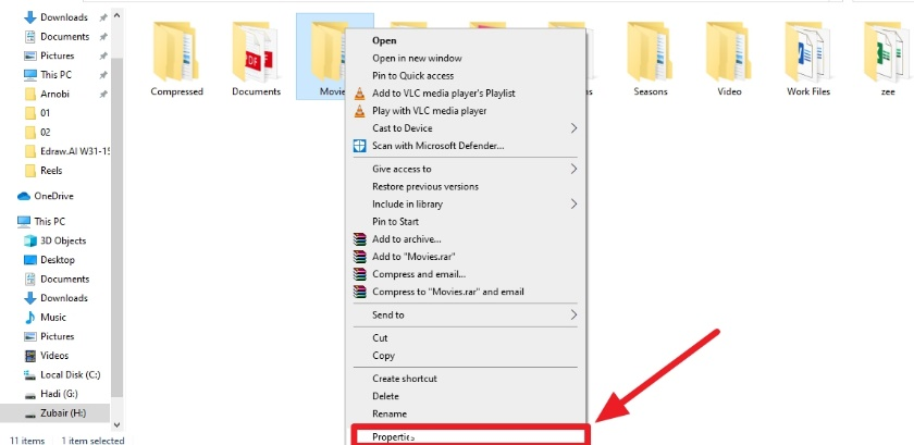 haga clic con el botón derecho en la carpeta