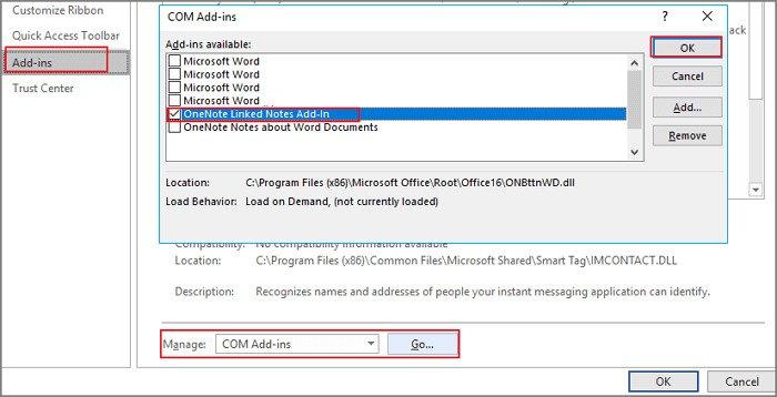 disable add ins in microsoft word