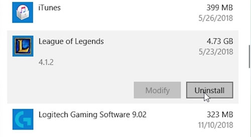 uninstall league of legends