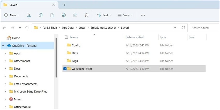 limpar o webcache do epic games launcher - 2