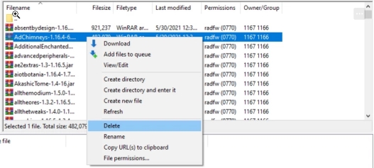 supprimer les mods de minecraft