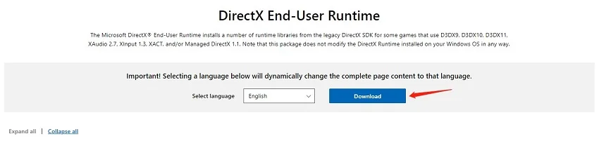 atualizar microsoft directx para corrigir d3dcompiler_43.dll não foi encontrado - 1
