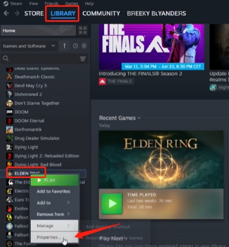 elden ring properties on steam library