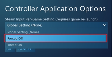forced off controller application options