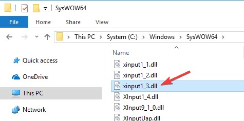 move xinput1_3 dll file to system64 folder