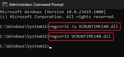 registrar novamente o vcruntime140.dll