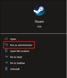 lancer steam en tant qu'administrateur