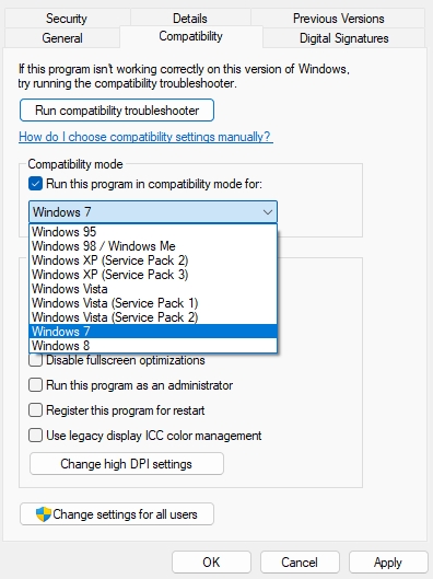 run the finals in compatibility mode