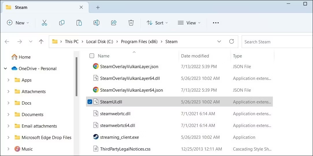steamui file in file explorer