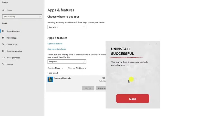 uninstall league of legends