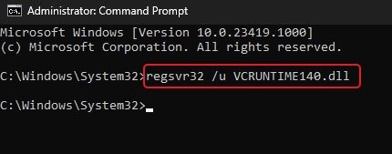 cancelar o registro do vcruntime140.dll