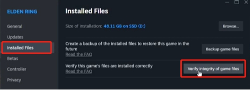 verify integrity of game files of elden ring