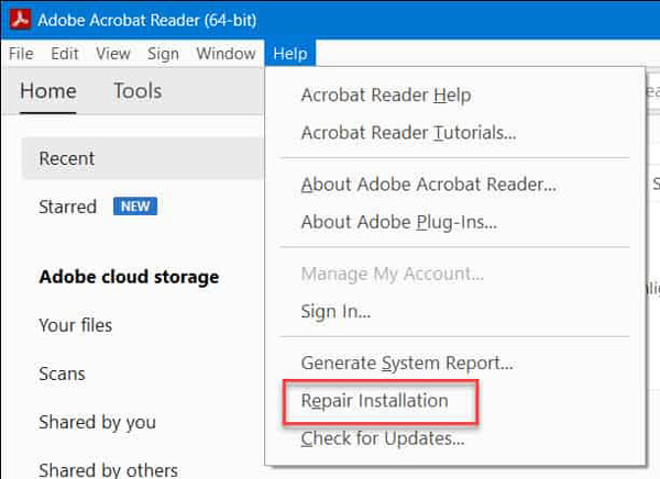 repair adobe acrobat reader