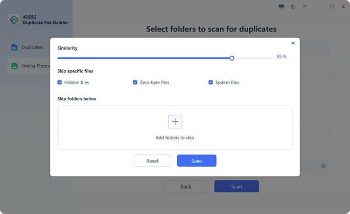 customize scanning settings