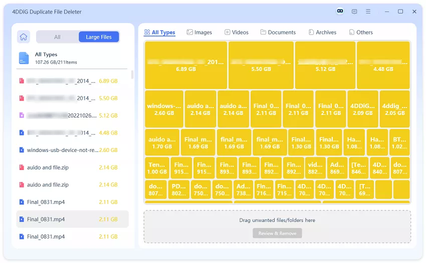 locate largest files easily