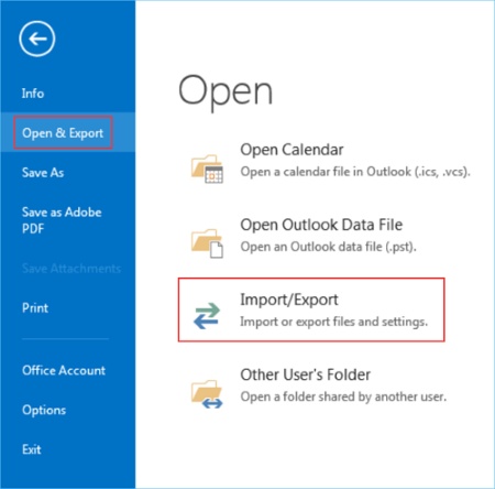 import or export outlook files