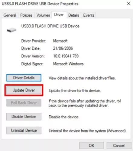 zum Treiber-Tab navigieren