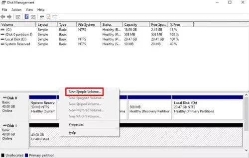 neues einfaches Volume erstellen