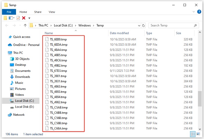 check the temp folder on windows