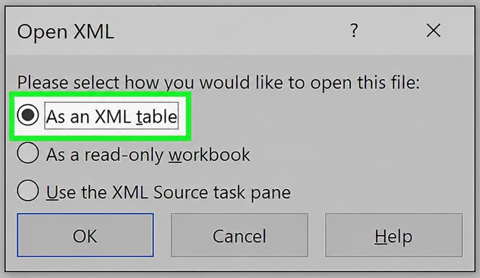 choose as an xml table