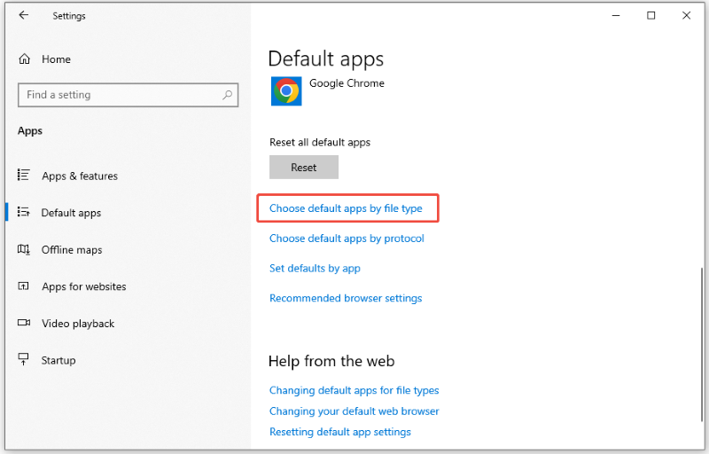 choose dafault apps by file type