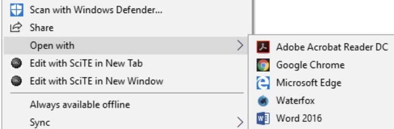 choose open with to open a file