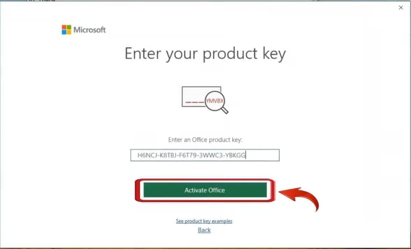 enter product key to activate office